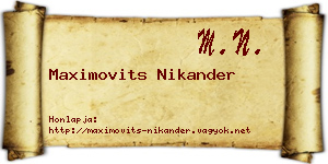 Maximovits Nikander névjegykártya